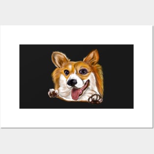 Dog, corgi - Pembroke  Welsh corgi face drawing, puppy love Posters and Art